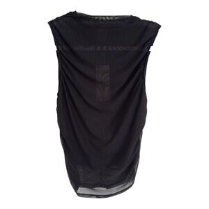 CALIA Ruched Mock Tank Pure Black Mesh Sleeveless Top WAX15122 Womens Small NEW